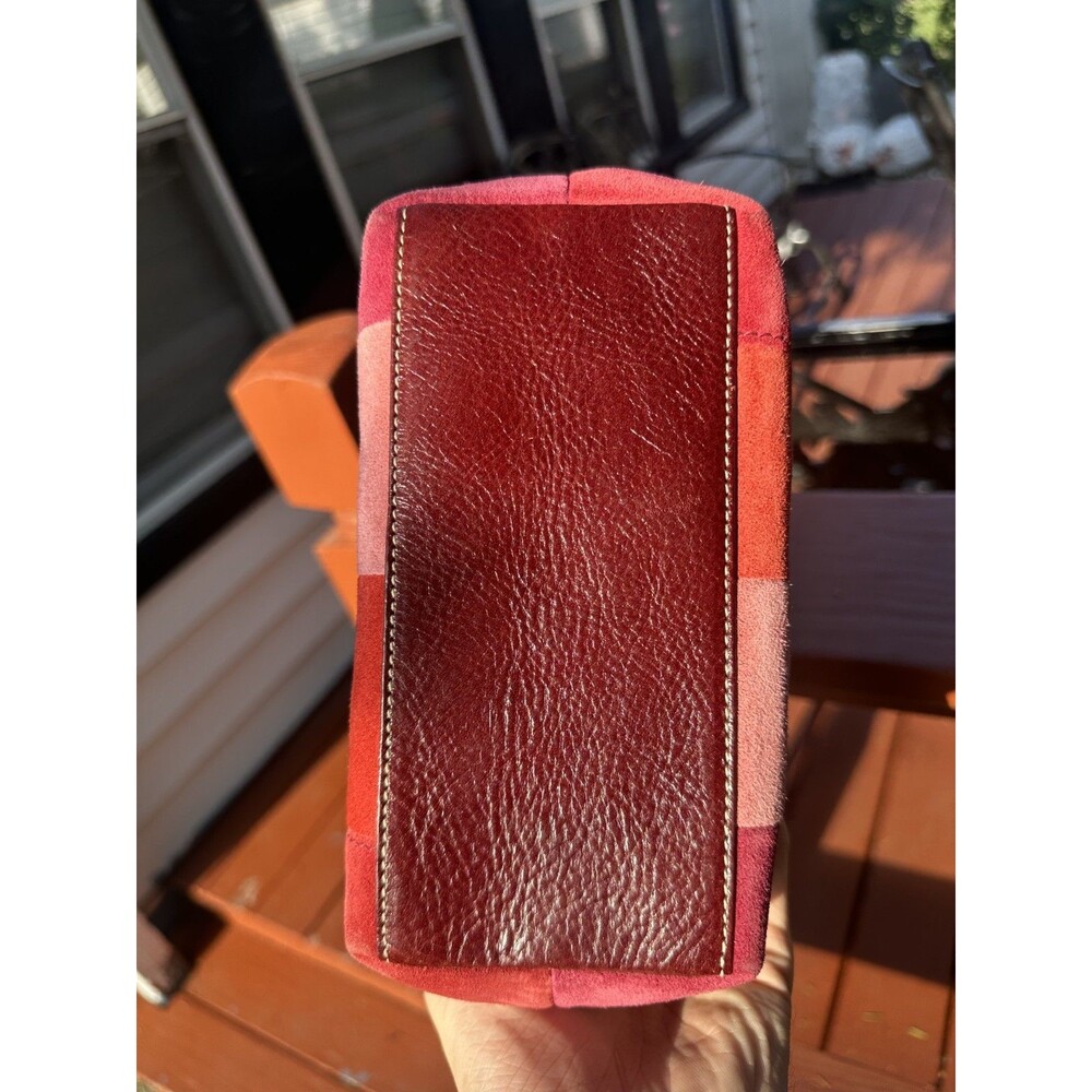 Vintage Y2K Coach Hampton Mosaic Patchwork Suede Top Handle Pouch Pink Purple - Picture 5 of 9